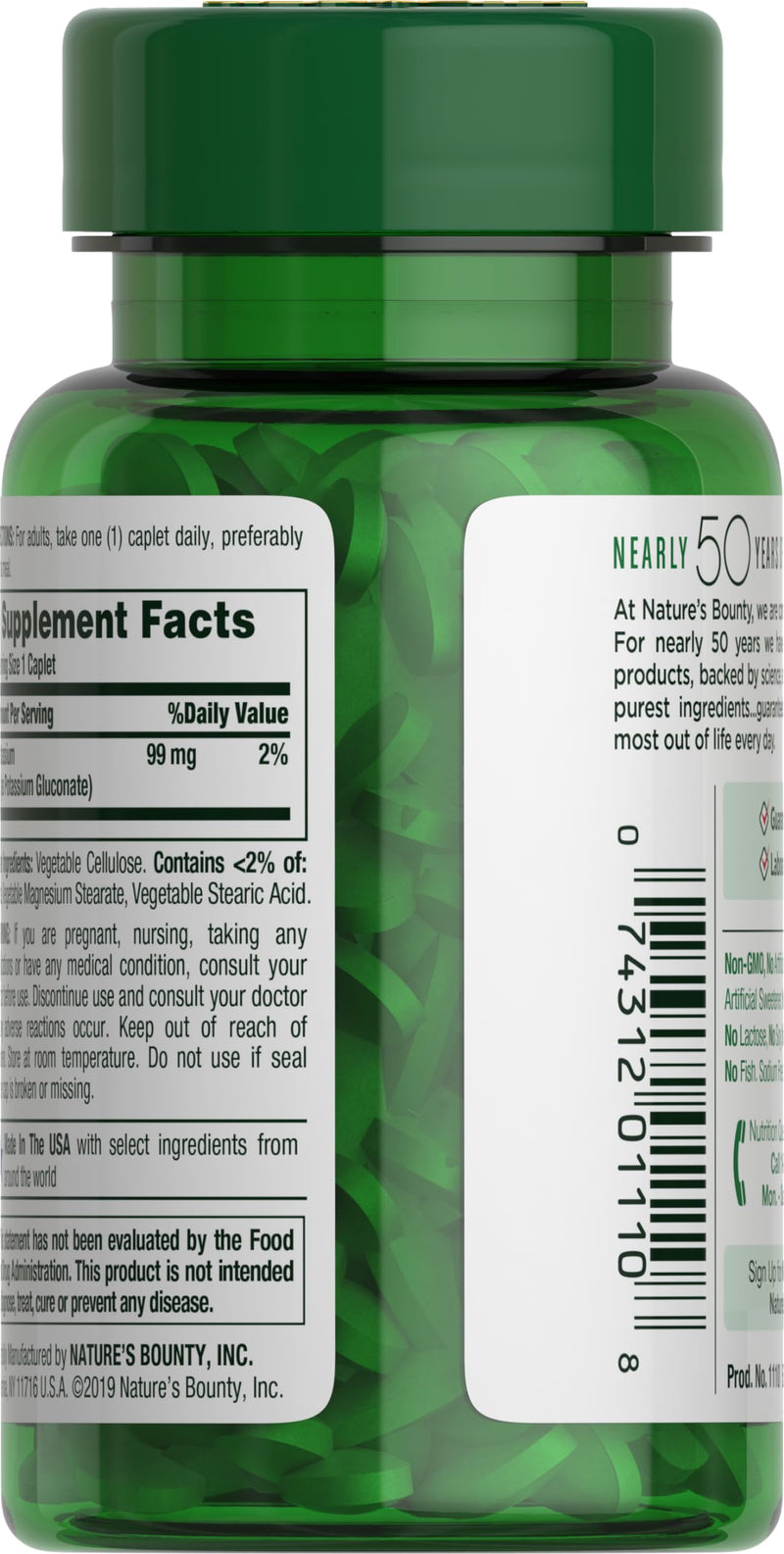 [Australia] - Nature's Bounty Potassium, Supports Fluid Balance, Dietary Supplement, 99 mg, 100 Caplets 100 Count (Pack of 1) 