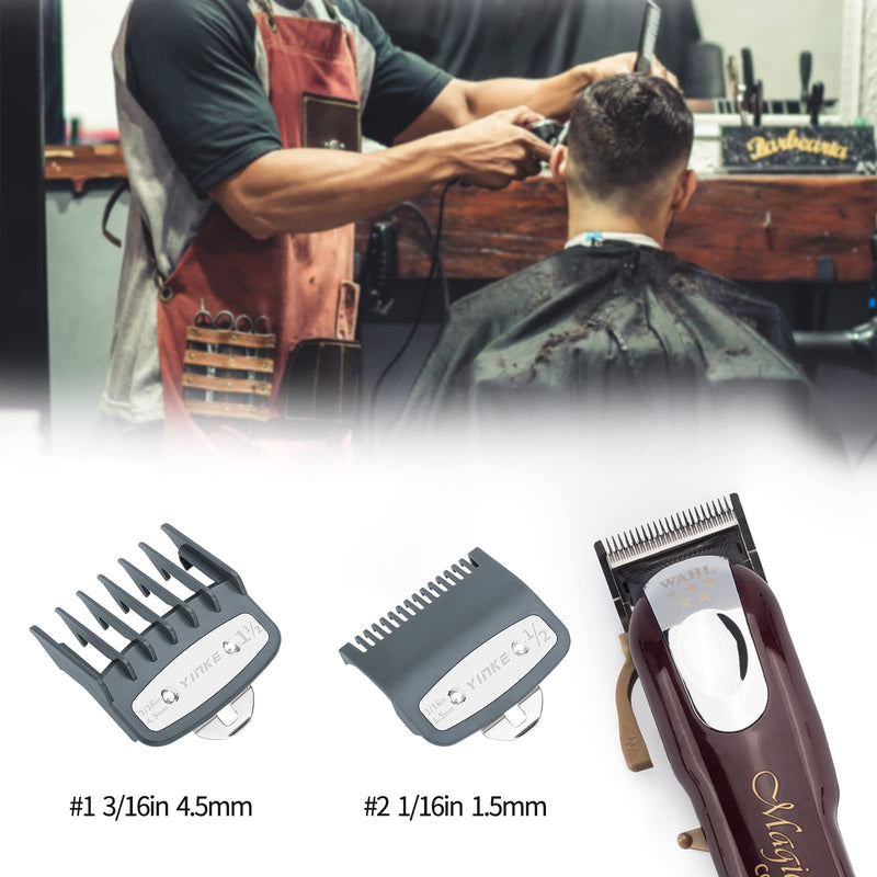 [Australia] - Yinke Trimmer Attachments for Wahl Hair Clipper Magic Clip Trimmer Razor, 2 Cutting Lengths are 1.5 mm and 4.5 mm Beard Trimmer Attachment Comb Set Kit (2PCS, Gray) 