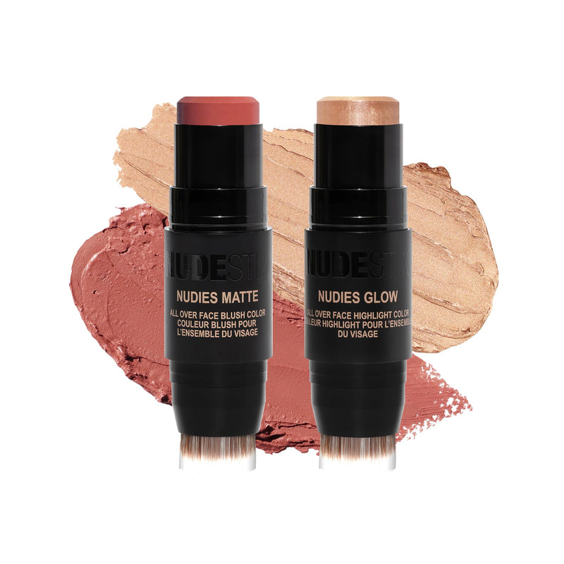 [Australia] - Nudestix Baby Nude Skin Kit – Full-Size Cream Blush & Highlighter Stick Duo for Natural Glow | Multi-Use Makeup for Cheeks, Lips & Eyes | Vegan, Cruelty-Free, Clean Beauty Essentials 