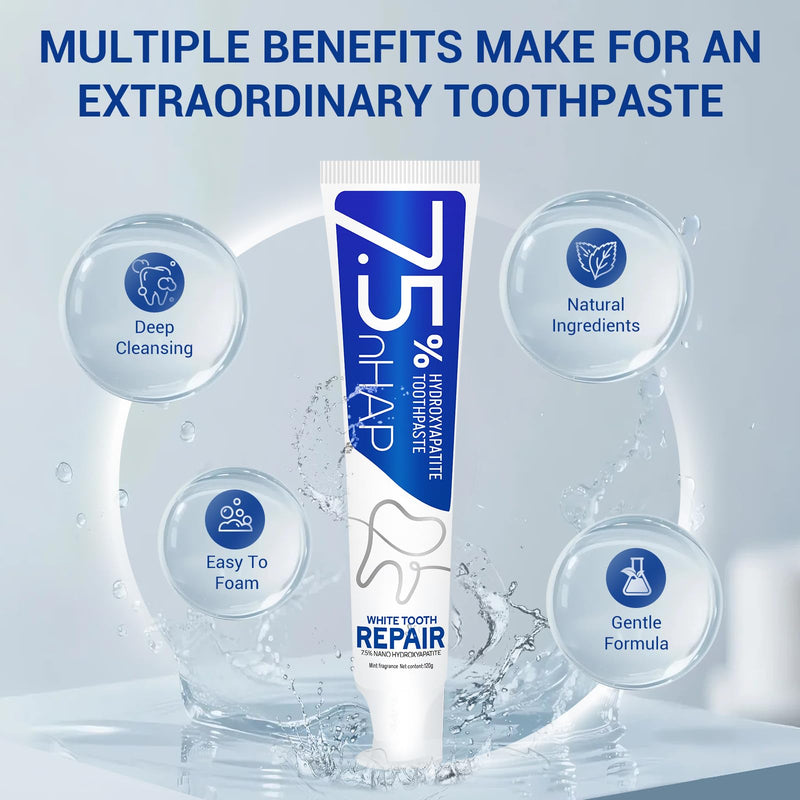 7.5% Hydroxyapatite Toothpaste – Fluoride-Free Whitening & Enamel Support, Gentle Nano Formula for Sensitive Teeth, Fresh Mint, Natural Daily Care 4.23 Ounce (Pack of 2)