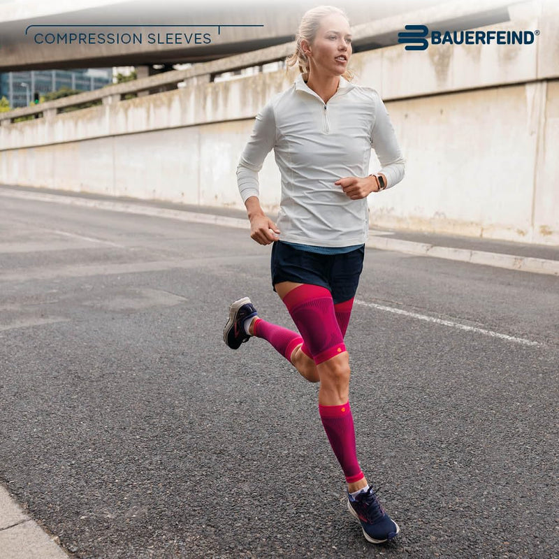 [Australia] - BAUERFEIND Calf Bandage Compression Sleeves Lower Leg, 1 Pair of Leg Warmers Unisex Navy Blue L Long 