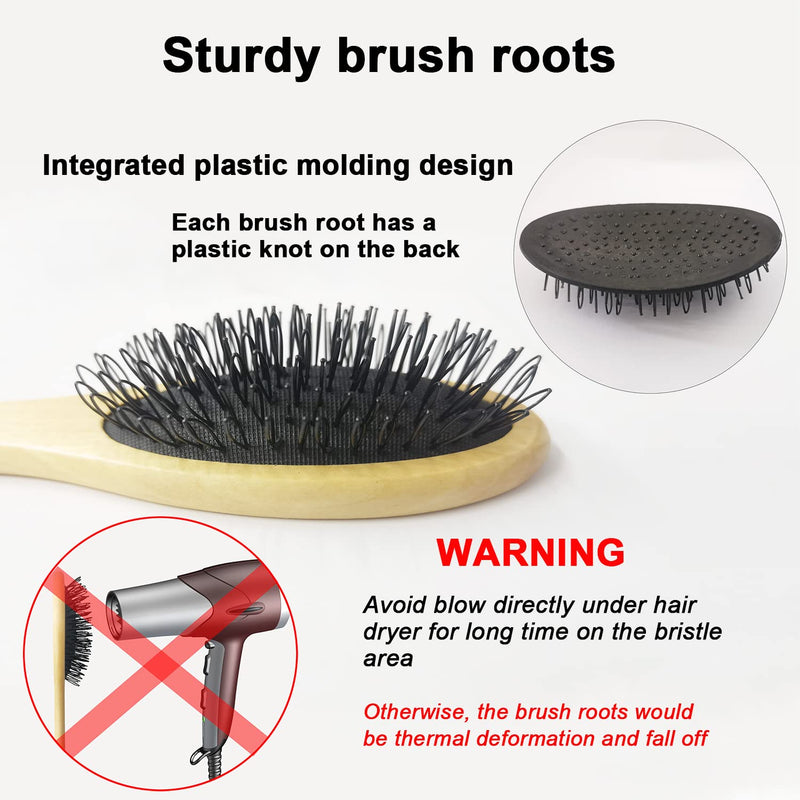 Amirce Wig Brush for Synthetic Hair, Detangling Professional Wood Handle Comb Set, WB-1 Middle