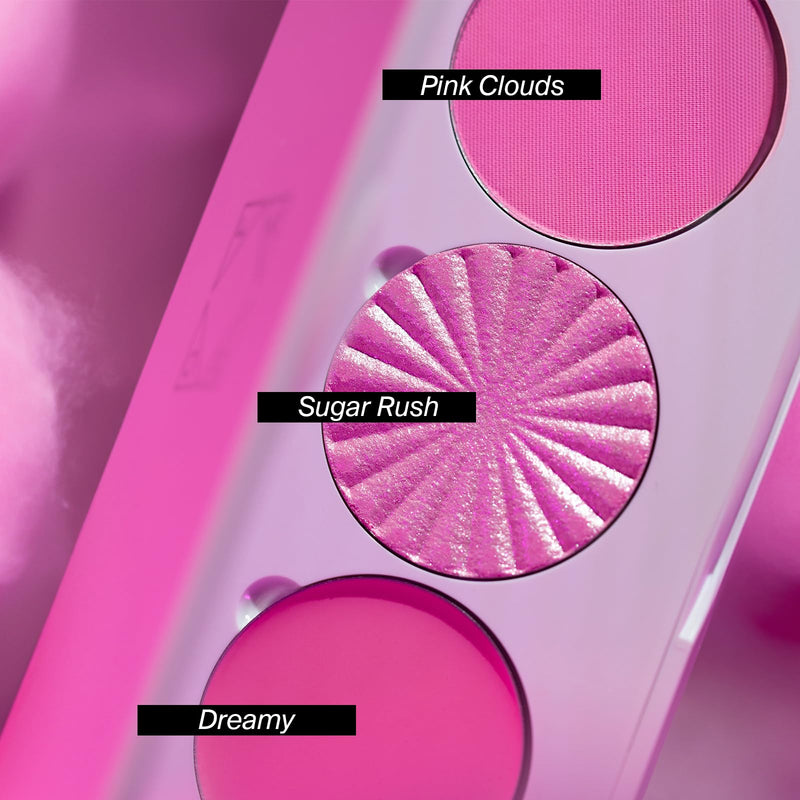 [Australia] - OFRA Midi Palette Cotton Candy Skies - Face Makeup Palette - 3 Pigmented Pink Blushes - Matte, Satin and Cream - Cruelty-Free Blush Palette, Highlighter Palette and Colorful Eyeshadow Palette 
