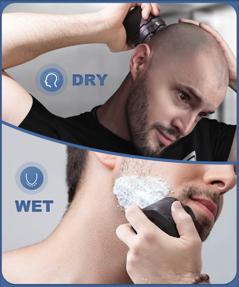[Australia] - Head Shaver for Bald Men, 10000 RPM High-Speed 6D Magnetic Razor, IPX8 Waterproof Wet/Dry Shaving, Hypoallergenic Blades, LED Display & Storage Case (Black & red-1) ‌black & Red-1 