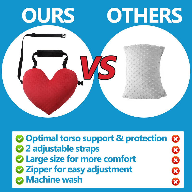 [Australia] - BALAPET Adjustable Heart Shape Pillow for After Heart Surgery, Soft Plush Open Heart Surgery Pillow for Heart Surgery Recovery, Chest Pillow with 2 Fixed Straps for After Heart Surgery Gifts(Red) Red 