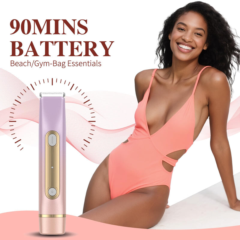Dual-Head Women's Hair Trimmer – Safe Body, Bikini & Facial Hair Removal, Wet & Dry, USB Rechargeable, Travel-Friendly Personal Grooming Rose Gold