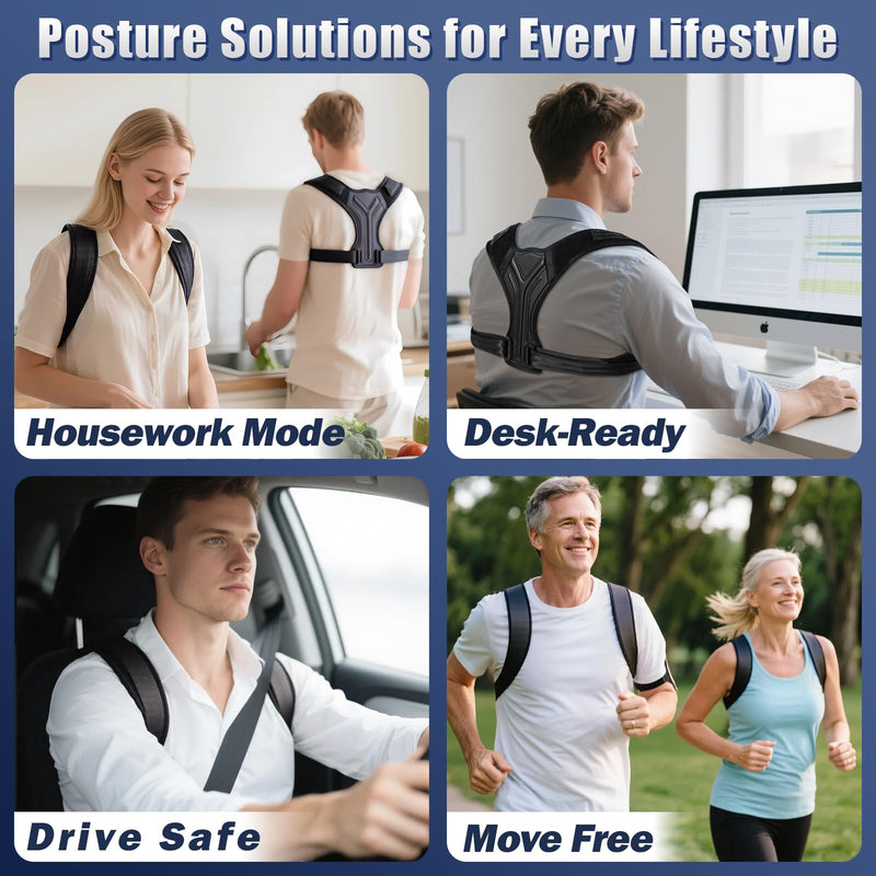 Posture Corrector for Women & Men, Adjustable Upper Back Brace with Anti-Chafing Pads for Neck/Shoulder/Back Pain Relief, Breathable Invisible Posture Brace for Office, Driving, Fitness. (Black, Small) Black