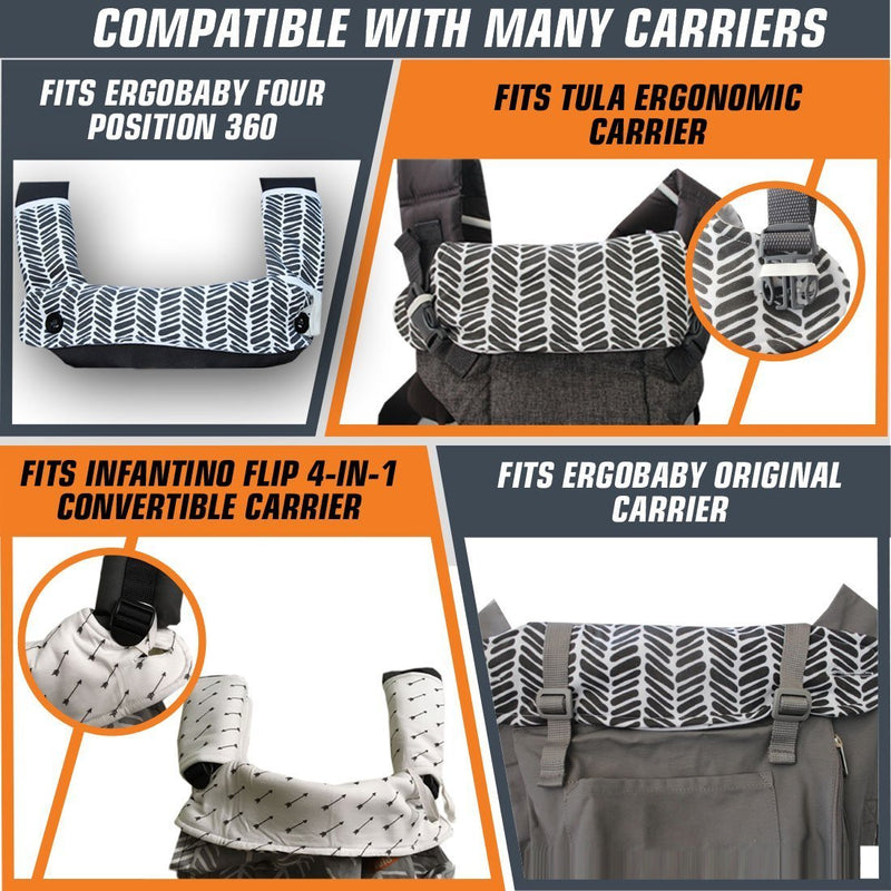 [Australia] - Drool and Teething Pad Reversible Organic Cotton 3-Piece Set Compatible with Ergobaby Four Position 360 Baby Carrier (Grey and White Arrows) [Patent Pending] Grey and White Arrows 