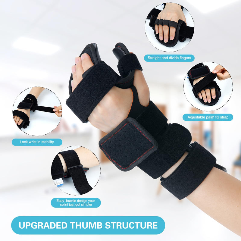 [Australia] - Stroke Resting Hand Splint & Wrist Brace Support Bundle - Prevent Flexion Contractures, Night Immobilizer Wrist Finger Brace with Finger Separator for Stroke Recovery, Arthritis, Tendinitis Right Large 