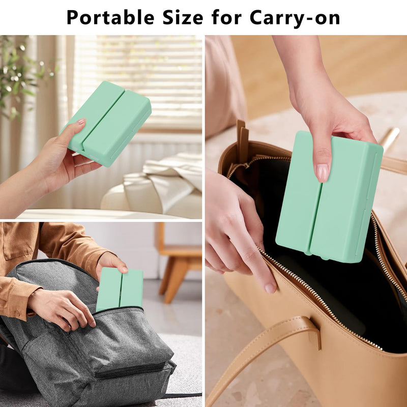 FYY Travel Pill Organizer,7 Compartments Large Pill Box Medicine Case-Green | Easy to Use, Privacy Protection,Magnetic Foldable Large Pill Case for Purse or Pocket to Hold Vitamins,Supplements,Medication Large (1 Piece) Green