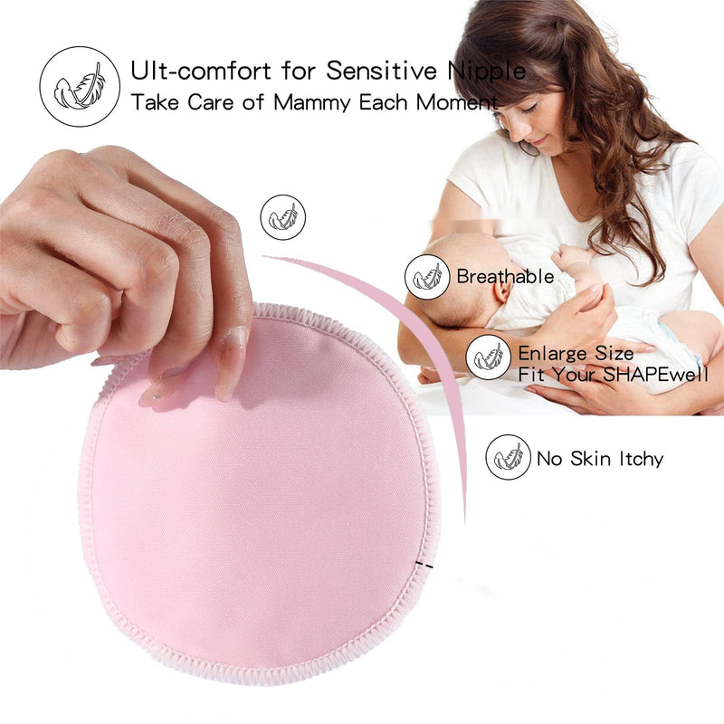 [Australia] - Breast Pads 10pcs Reusable Nursing Pads Washable+ Wet Bag and Laundry Bag - Breast Pads for Leaking Milk - Super Absorbent Nursing Pads Nursing Nipple Pads (Large 4.7") pure color 