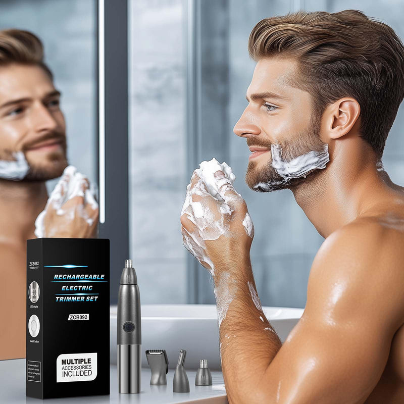 [Australia] - Brencco Nose Hair Trimmer Men, 4 in 1 Nose Hair Trimmer Men Women Nose Hair Trimmer USB Rechargeable Nose Trimmer IPX7 Waterproof Nose Hair Trimmer for Nose, Ears, Eyebrows, Face 