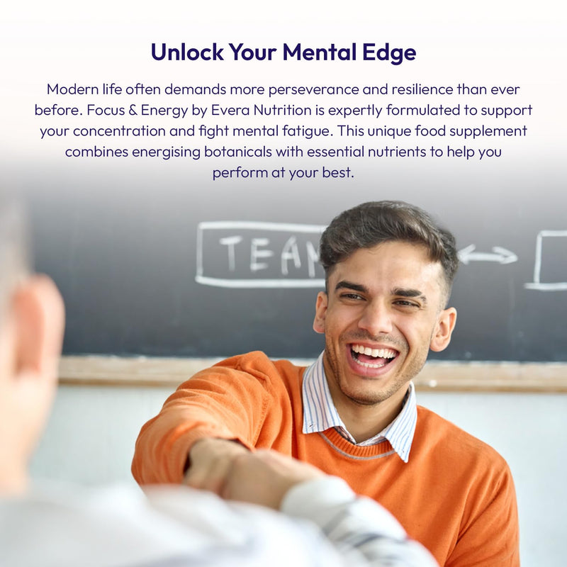 Focus & Energy, 60 Capsules | Supports Concentration, Memory & Cognitive Function | Helps Reduce Tiredness & Fatigue | 7 Botanicals + 15 Essential Vitamins & Minerals