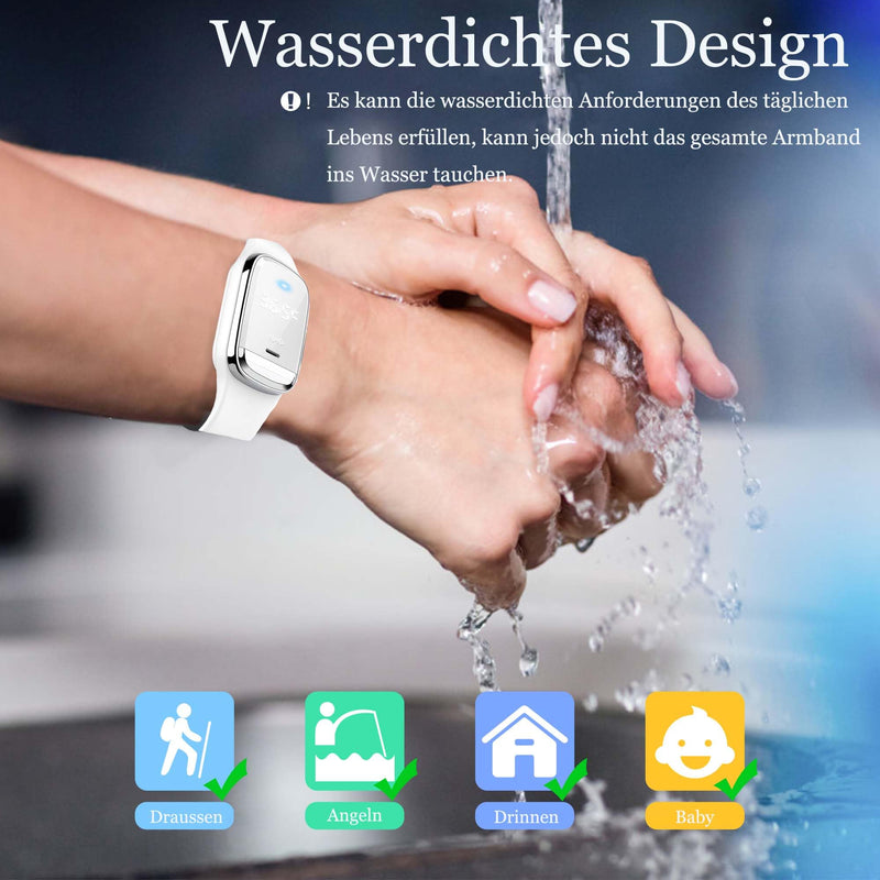 [Australia] - Feloyal Mosquito Repellent Bracelets Body Temperature Display and Mosquito Repellent Rechargeable Waterproof Ultrasonic Wrist Watch for Adults and Children Indoor Outdoor White 