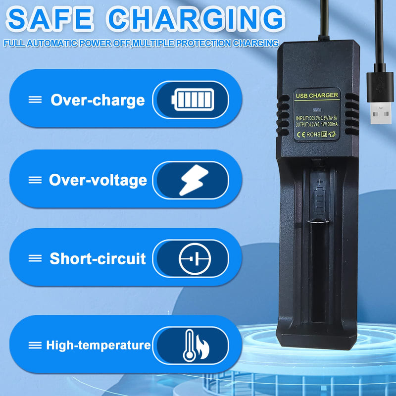 [Australia] - 18650 Battery Charger,Single-Slot Intelligent Battery Charger for 3.7V Li-ion 18650,26650,21700,18500,18350,16650 Rechargeable Battery (not Including Battery Fit 3.7v battery 