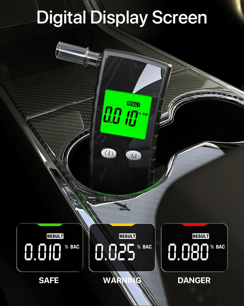 [Australia] - 2025 Upgraded Breathalyzer,Breathalyzers for Alcohol with LCD Digital Display,Alcohol Breathalyzer Tester for Home Use,Portable Breathalyzer with 10 Mouthpieces and Carrying Case (Black) 
