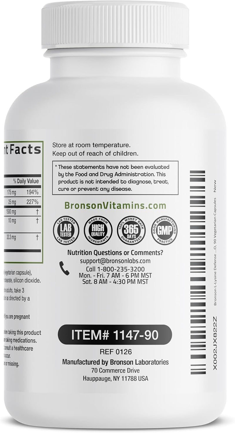 Lysine Rescue, Amino Acid Supplement L-Lysine Defense Immune Support Complex 1500 MG L-Lysine Plus Olive Leaf, Garlic, Vitamin C and Zinc