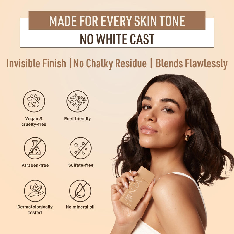 Nuda SolarGlow Zinc Oxide Sunscreen Serum | Daily SPF 30 Broad-Spectrum Mineral Face Sunscreen for Women | with Squalane & Vitamin E, Non Comedogenic for Sensitive Skin | Reef Friendly, (1.6 Fl Oz)