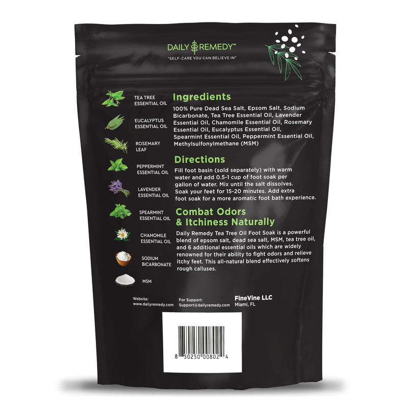 Tea Tree Oil Foot Soak with Epsom Salt - Made in USA - for Toenail irritations, Athletes Foot, Stubborn Foot Odor Scent, Softens Calluses & Soothes Sore Tired Feet - 16 Ounce Tea Tree Oil 1 Pound (Pack of 1)