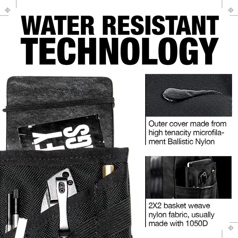 DEFY Project EDC Ballistic Nylon Travel Pouch | Lightweight Nylon Organizer for Accessories | Premium Tech Wallet | Water Repellent Travel Organizer (Black)