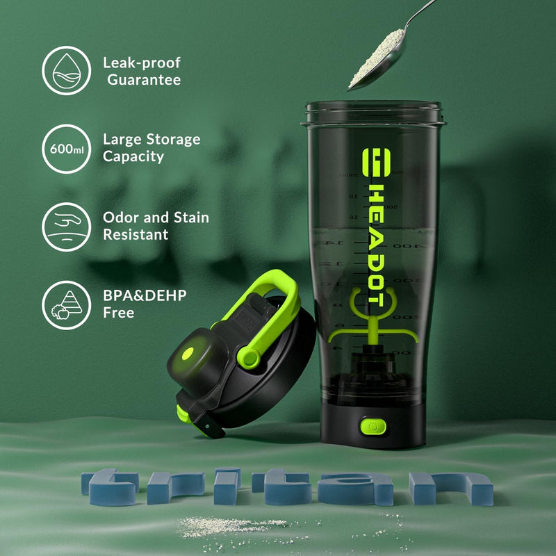 [Australia] - HeaDot Electric Protein Shaker Bottle, Shaker Cup for Protein Shakes and Meal Replacement Shakes, Rechargeable Type C Blender Bottles, BPA Free, Made from Tritan, 680ml 