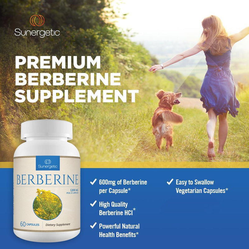 [Australia] - Sunergetic Premium Berberine Supplement - 1200mg of Berberine Per Serving - Berberine HCL Supplement Non-GMO - Immune Support- 60 Berberine Capsules 