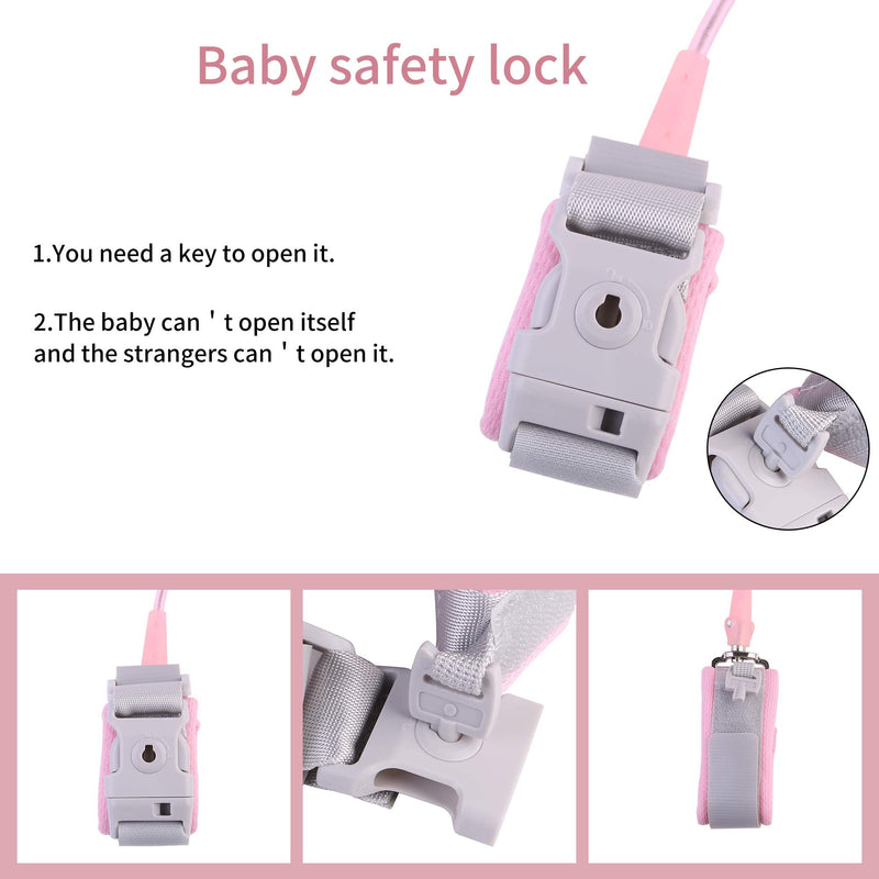 [Australia] - Anti Lost Wrist Link, Toddler Safety Leash with Key Lock, Safety Wrist Leash for Toddlers, Babies & Kids 8.2 feet Pink (red) red 