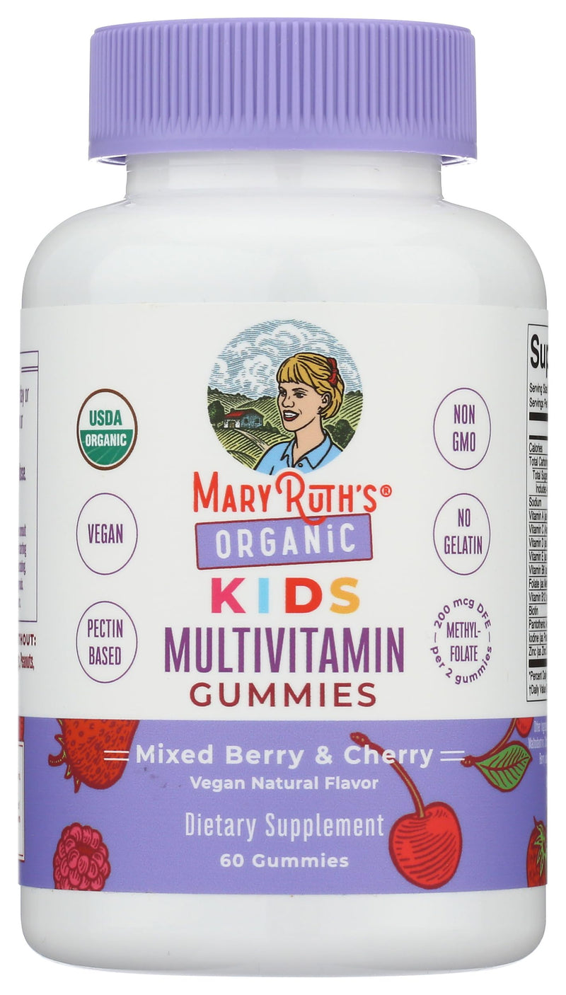 MARYRUTH'S USDA Organic Multivitamin Gummies, Ages 4+, Kids Vitamins, 60ct | 1 Month Supply, Vegan, Only 2 Gummies a Day, 60 Count