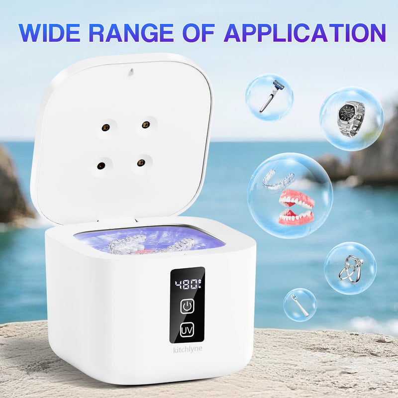 [Australia] - 48kHz Ultrasonic Cleaner with Digital Timer - 3 Settings for Dentures, Retainers, Aligners, Mouth Guards, Jewelry, 375ml Tank, 99% Efficiency 