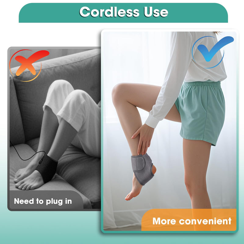 Cordless Ankle Heating Pad for Pain Relief, Ankle Massager for Circulation and Pain, Rechargeable Ankle Brace Massager, Heated Ankle Wrap