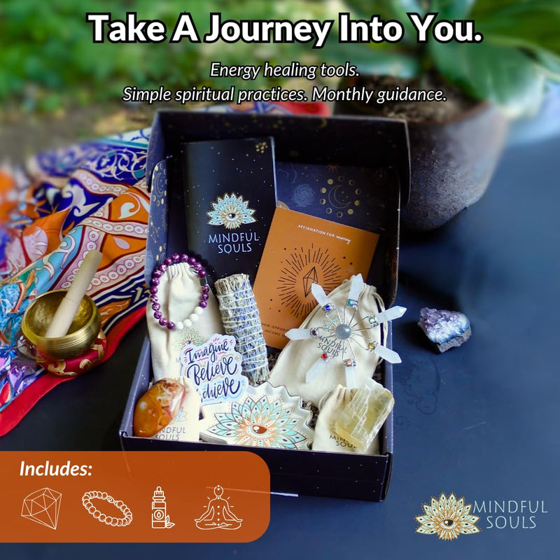 Spiritual Healing Gift Set – Meditation & Mindfulness Box with Buddha Figurine, Healing Crystals, Mala Beads, Essential Oil & Gemstone Jewelry – Holistic Self-Care & Inner Peace Kit