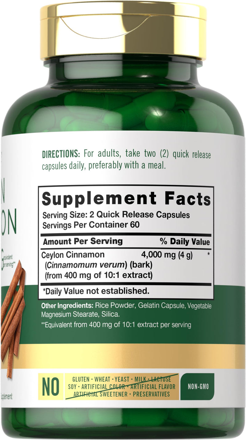 [Australia] - Carlyle Ceylon Cinnamon Capsules | 120 Count | 60 Servings | Non-GMO and Gluten Free 