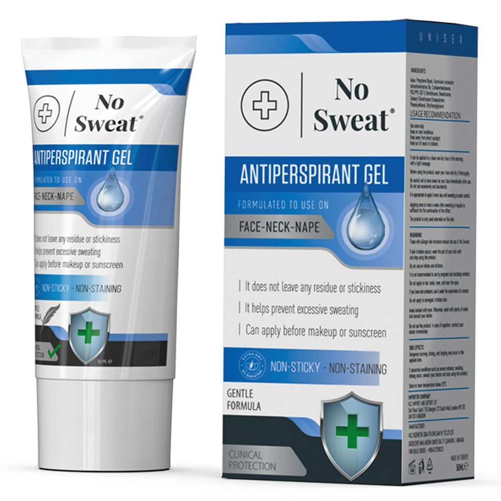 No Sweat Antiperspirant Gel 50 ML - Suitable Usage For Face-Neck-Nape Helps Prevent Excess Facial Sweating and Facial Shining-Suitable For Active Work and During Gym