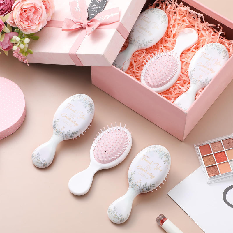 [Australia] - Meanplan 12 Pcs Mini Hair Brush Bulk Wedding Bridal Shower Favors for Guests Thank You for Celebrating Travel Hair Brush Bridal Shower Favors Bridesmaid Proposal Party Gifts for Women 