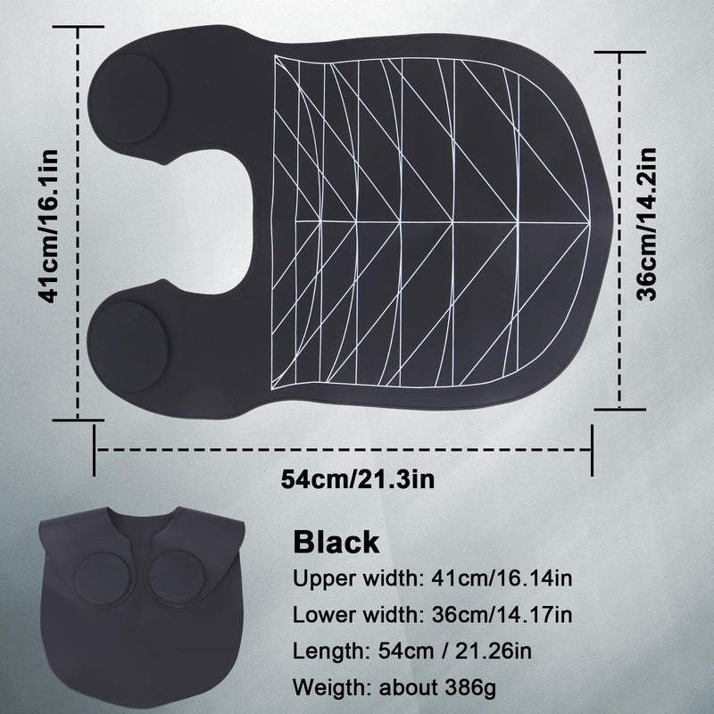 Hair Cutting Collar with Guidelines – Waterproof Silicone Cutting Cape & Weighted Neck Wrap for Hair Stylist, Barber Shop, Salon & Home Use – Large Haircut Mat for Precise Styling - Black