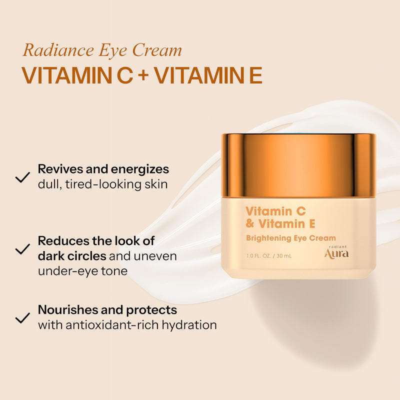 Vitamin C & Vitamin E Under Eye Cream – Anti Aging Treatment For Dark Circles, Puffiness & Fine Lines, Firms And Hydrates Tired Eyes – Dermatologist Tested, Korean Skin Care, Vegan – 1oz Vitamin C & E