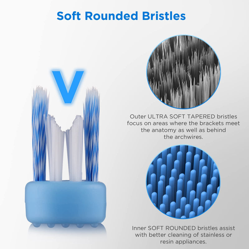 [Australia] - V-Shaped Orthodontic Toothbrush for Braces, Soft Bristles, 6 Count, with Interdental Brushes V Shaped 