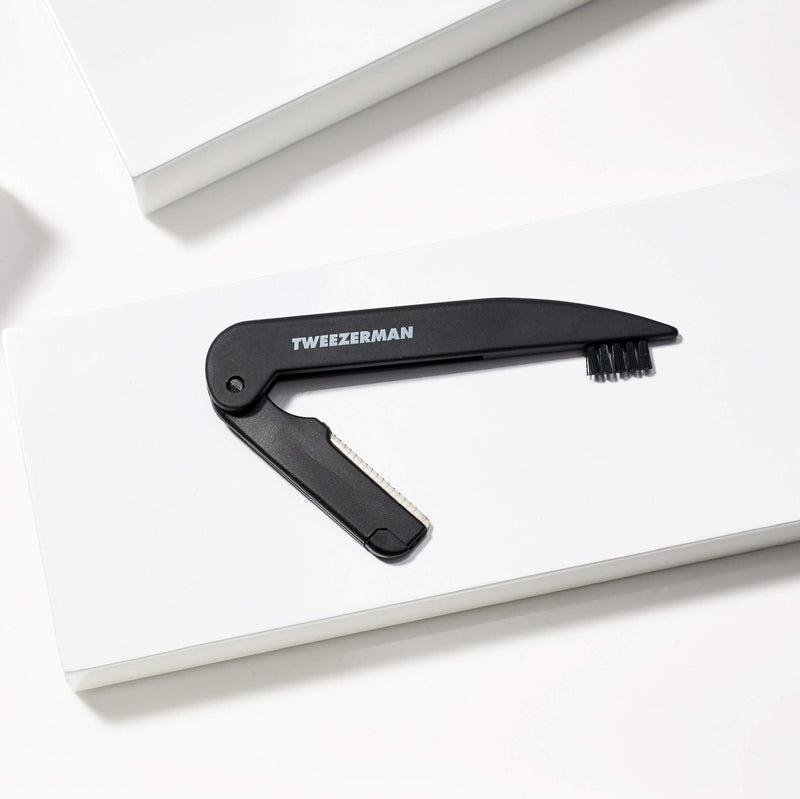 [Australia] - Tweezerman Precision Folding Brow Razor - Eyebrow Razor for Women and Men Black 