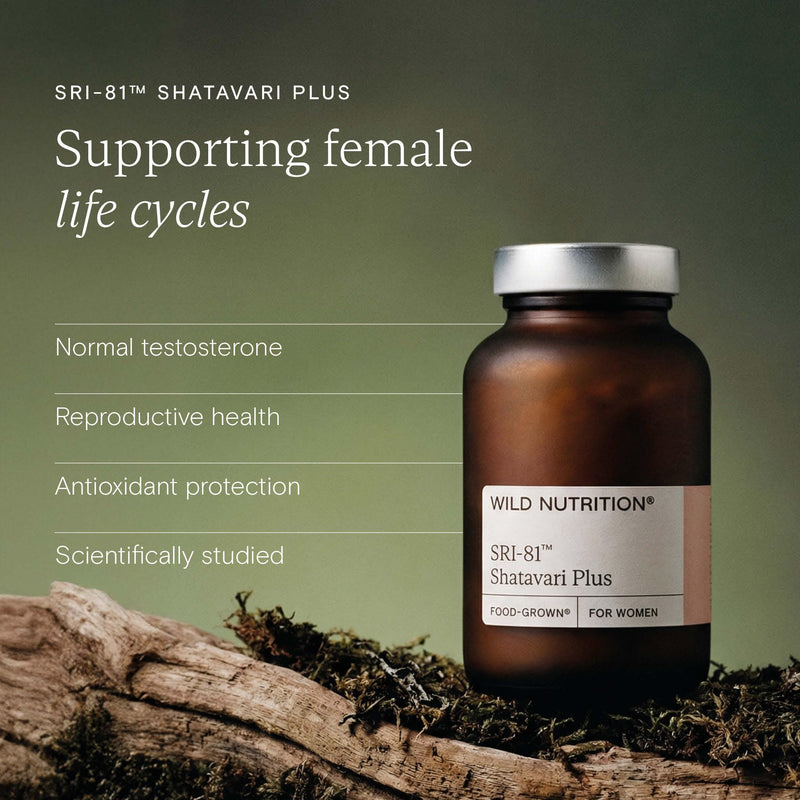 WILD NUTRITION Food-Grown Shatavari Capsules | Ayurvedic Botanical | Reproductive Health | Antioxidant Protection | Postpartum Health | Testosterone Support | 30 Capsules