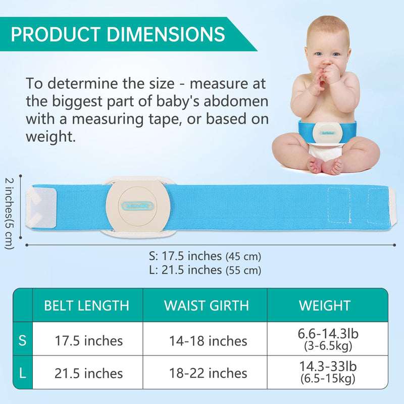 lefeke Umbilical Hernia Belt Baby Belly Button Band, Newborn Belly Wrap Truss, Infant Abdominal Binder for Children Kids, Adjustable Navel Belly Band Support Cord (Blue-S) S Blue