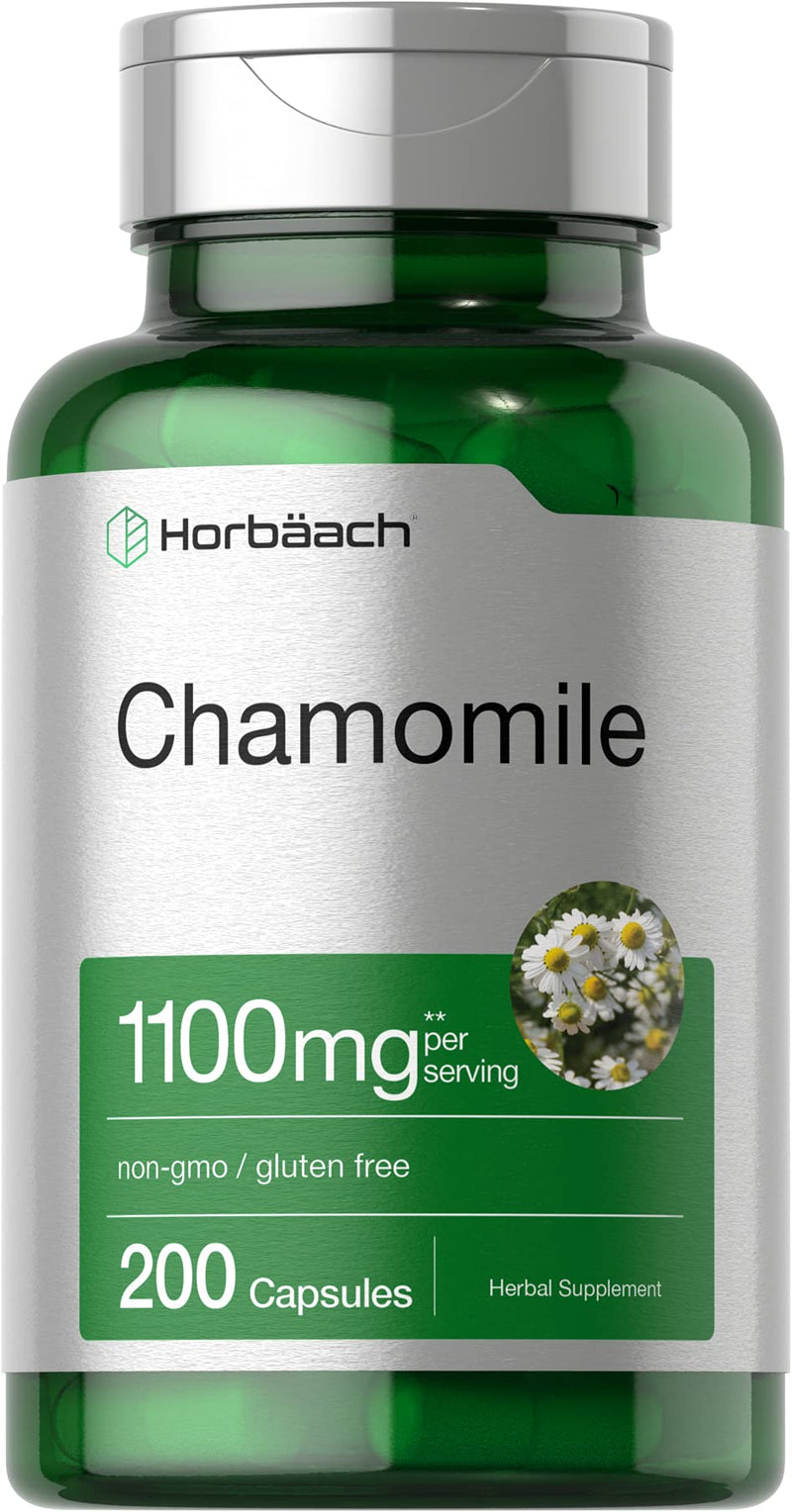 Horbäach Chamomile Flower 1100mg | 200 Capsules | Non-GMO, Gluten Free Supplement