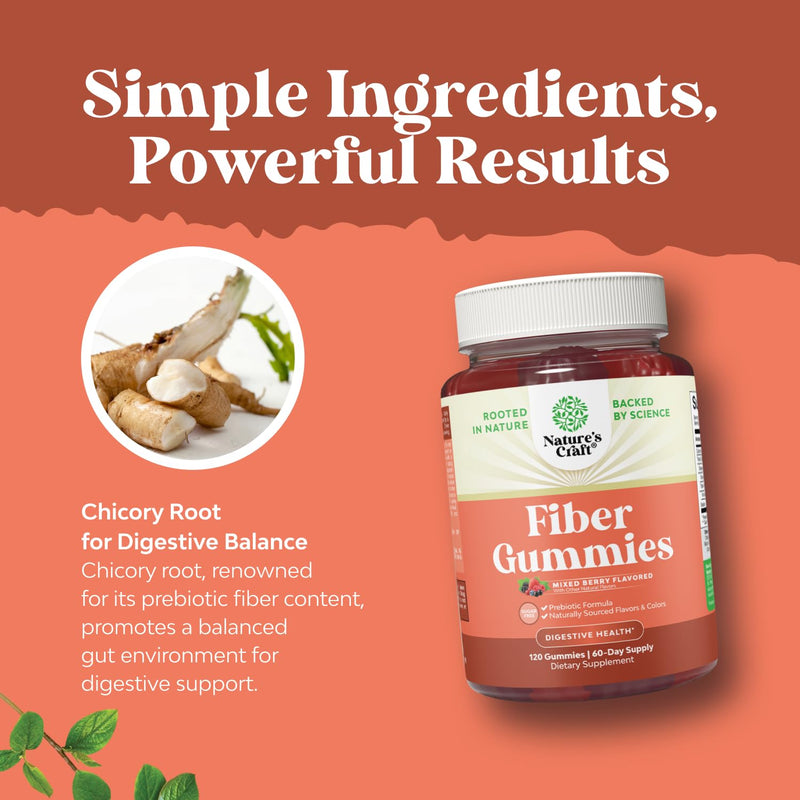 Bundle of Adults Fiber Gummies with Chicory Root Supplement for Digestive Health and Delicious Extra Strength Iron Gummies for Women and Men with Vitamin C & B Complex for Energy & Immune Support