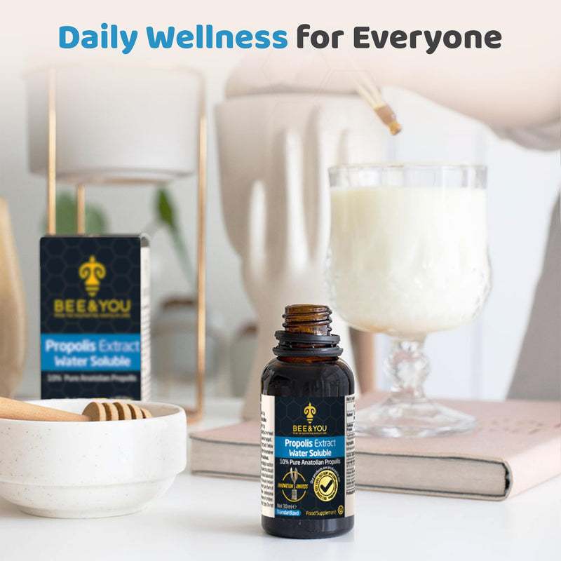 Bee and You Natural Propolis Extract%10, Water Soluble Drops, High Potency, Ultra Pure, Immune Support Supplement, Antioxidants, Natural Detox, Gluten-Free, 1 Fl Oz