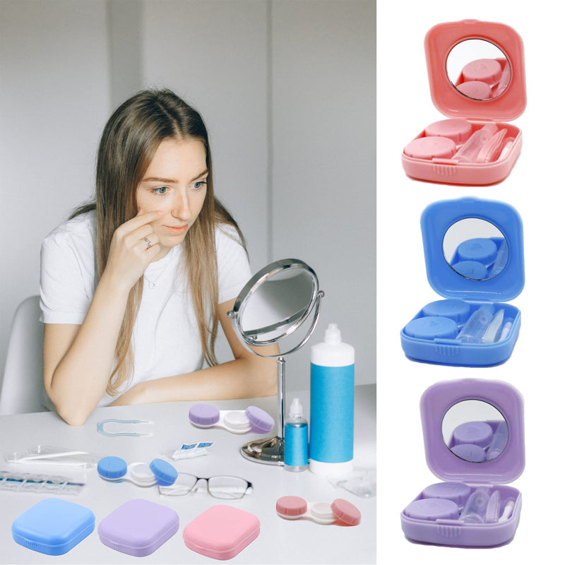 [Australia] - laeeyin Contact Lens Case Portable Hygiene Contact Lens Case Travel Set with Mirror for Daily Trips such as Traveling and Working (Pink) Pink 
