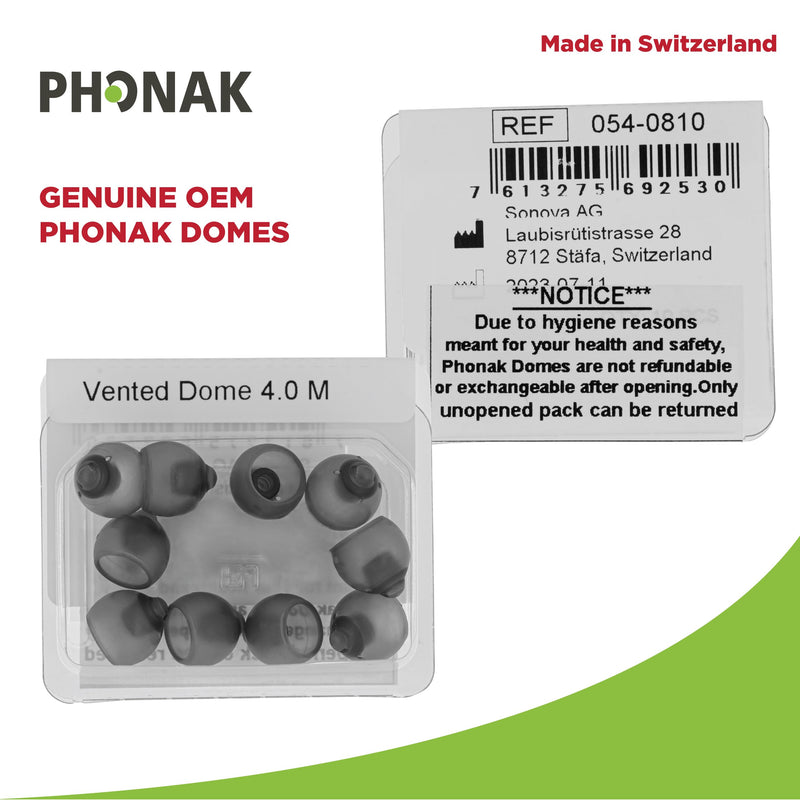 [Australia] - Phonak Vented 4.0 Dome Medium (0.35 inch=9mm) 10 Domes, Genuine OEM Switzerland Replacement by Sonova, Hearing Aid Domes for Phonak Audeo Marvel Paradise Lumity Accessories -1 Pack/10 Domes Total 