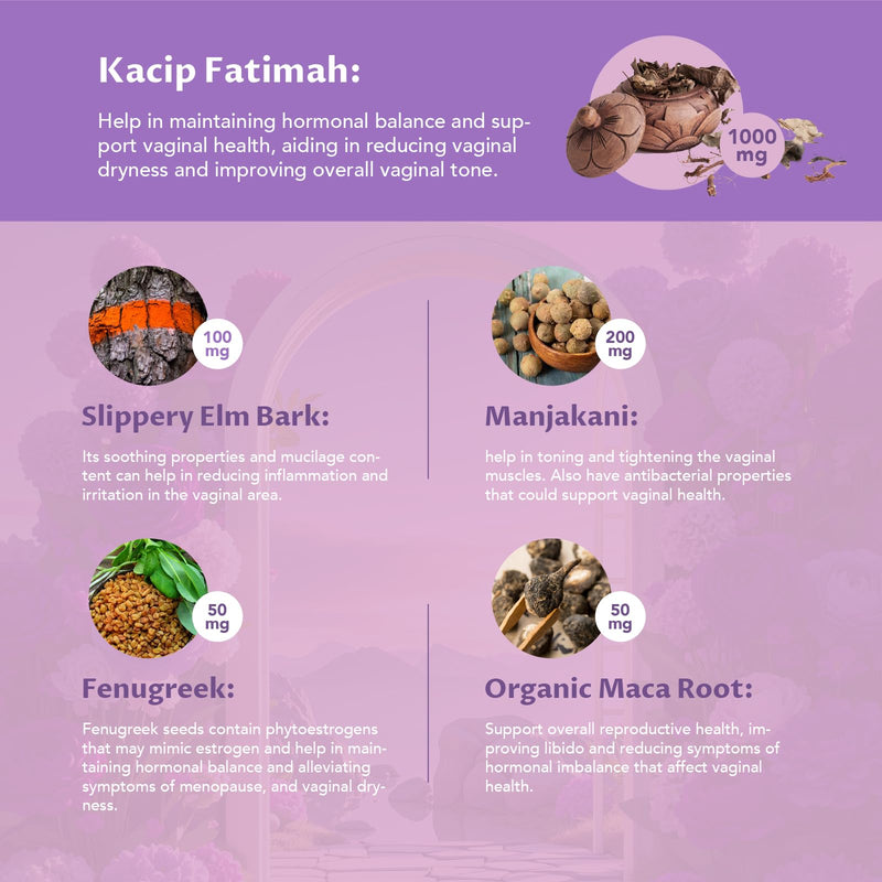 [Australia] - Vaginal Tightening Capsules for Women ‚Äì Kacip Fatimah, Manjakani & Slippery Elm ‚Äì Support Elasticity, pH Balance & Intimate Dryness Relief ‚Äì 60 Vegan Capsules ‚Äì No Gel or Cream Needed 1 Count (Pack of 60) 