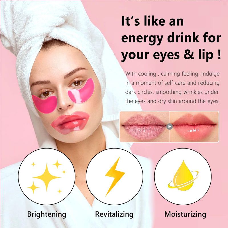 30 Pairs Eye Masks & Lip Masks, Pink Eye Patches, Spa Party Bridesmaid Gift | Lip Mask Pink Pads, Bridal Shower Gifts, Stuff Gifts for Girls, Bulk Gifts, Self Care for Women, Bachelorette Party Favors