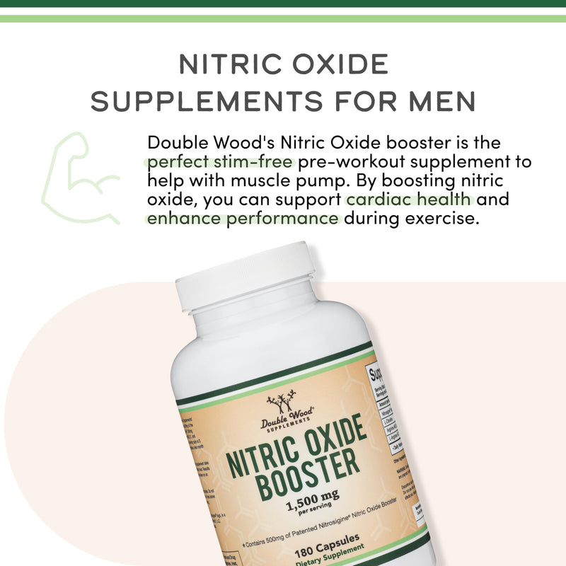 [Australia] - Nitric Oxide Supplement (Stim Free Pre Workout) - Nitric Oxide Booster with Nitrosigine, L Arginine, and L Citrulline (Clinically Studied to Boost No2 Nitric Oxide Flow) 180 Capsules by Double Wood 
