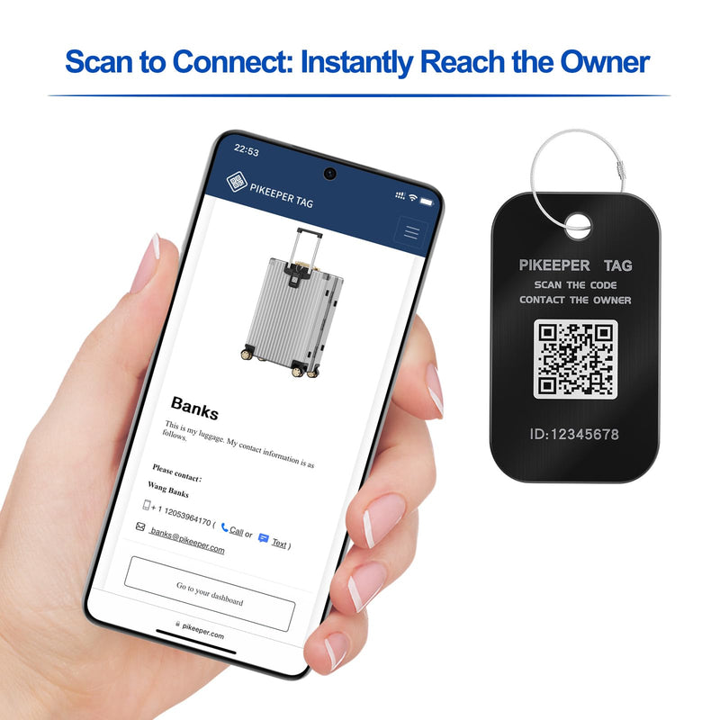 4-Pack Smart QR Code Luggage Tags, Location & Privacy Suitcase Tag | Privacy Cloud Control | Dynamic Contact Info | Instant Scan Alerts | Lost & Found System | Premium Aluminum Black Classic Suitcase Edition 4
