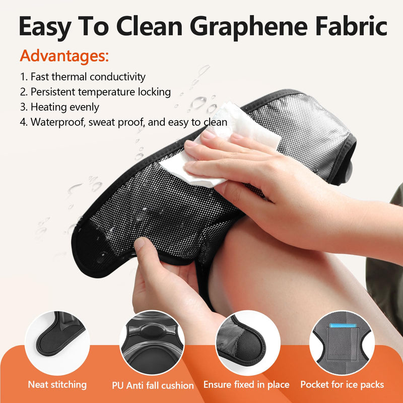 Cordless Knee Massager with Heat Vibration, Heated Electric Knee Brace Massager for Pain Relief, Muscle Relaxation, 3 in 1 Knee Warmers Wrap for Shoulder Leg Elbow, 4 Motors, Heating Pad